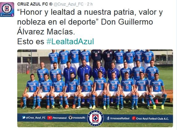 Tuit de Cruz Azul donde destaca la foto oficial