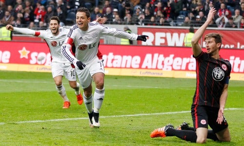 Javier Hernández, tras anotar al Eintracht Frankfurt