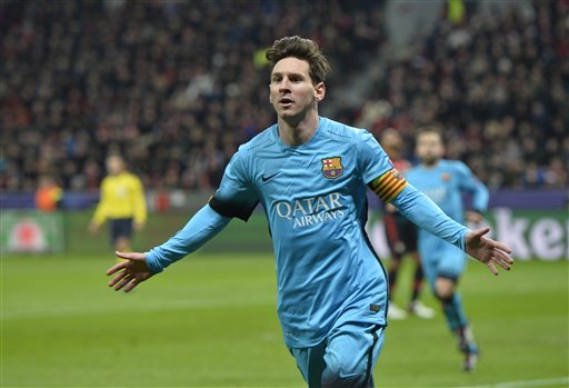 Messi celebra gol contra Leverkusen
