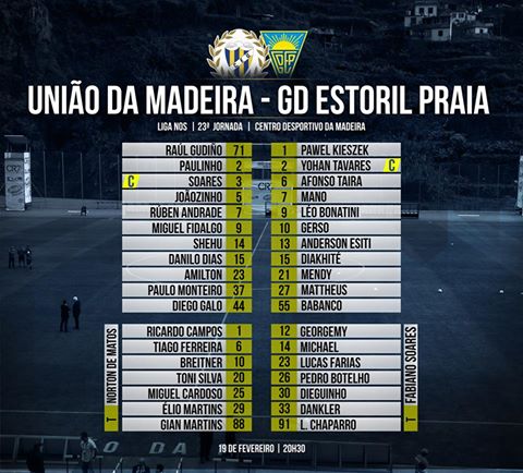 La alineación del Unión Madeira que enfrenta al Estoril