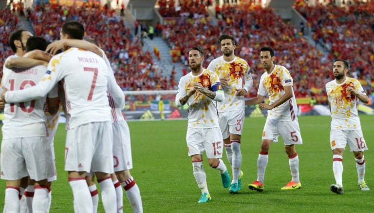 La escuadra española celebra uno de los goles frente a Turquía