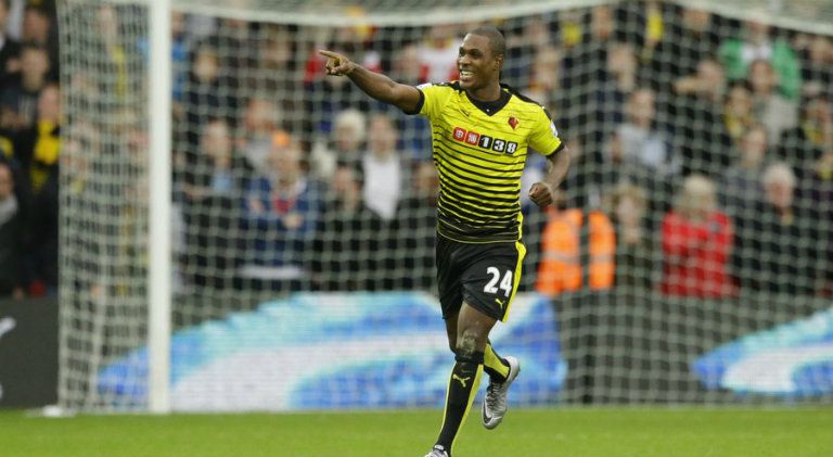 Ighalo festeja una anotación con el Watford