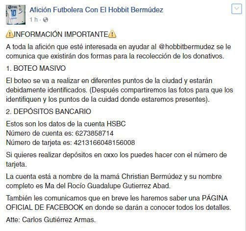 Afición invita a donar dinero para ayudar al 'Hobbit' Bermúdez