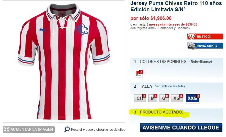 Agotada la playera de aniversario de Chivas