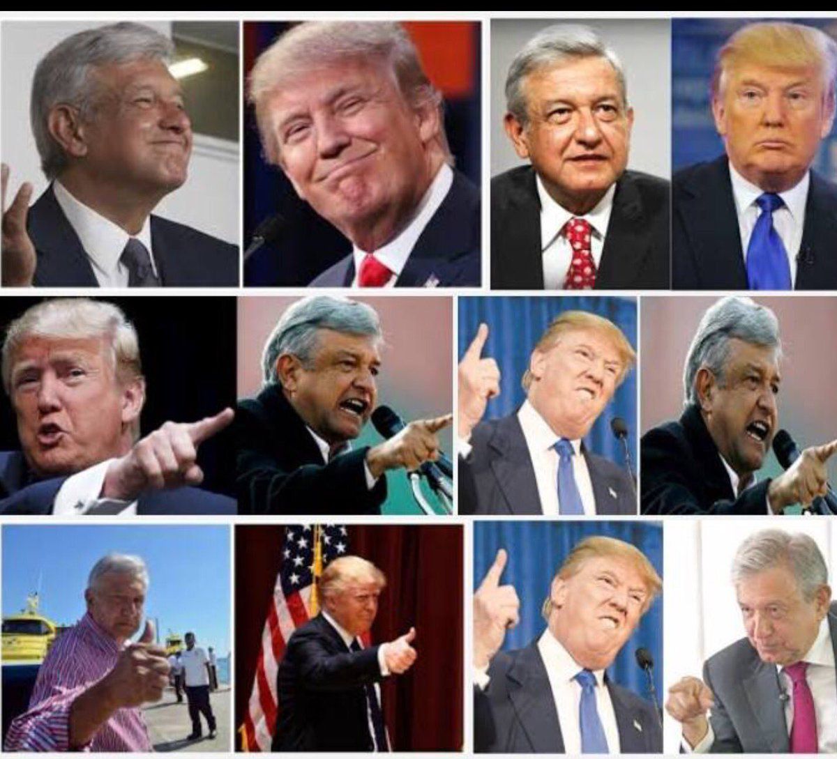 Comparación entre fotos de AMLO y Trump