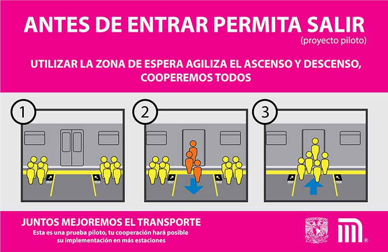 Las indicaciones para abordar el metro en Balderas