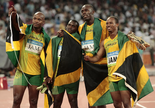 Jamaicanos de relevos 4x100 en Beijing 2008
