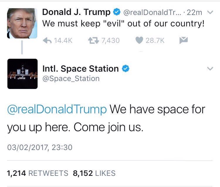 Estación Espacial le contesta a Trump en Twitter