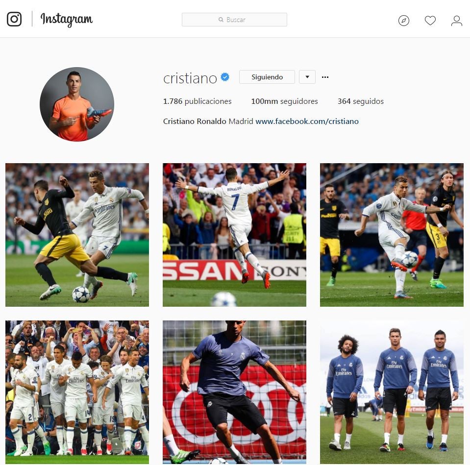 Así luce la red social del futbolista portugués