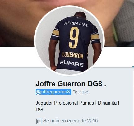 Foto de perfil de Guerrón en Twitter