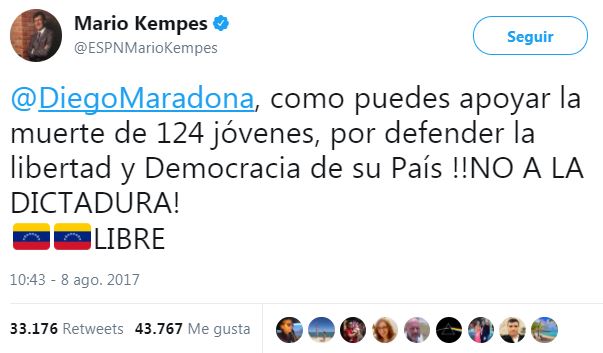 Kempes juzgó a Diego Armando tras sus declaraciones 