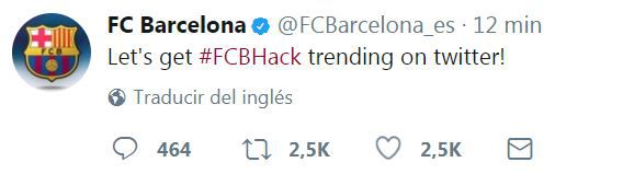 Los hackers piden hacer trending #FCBHack