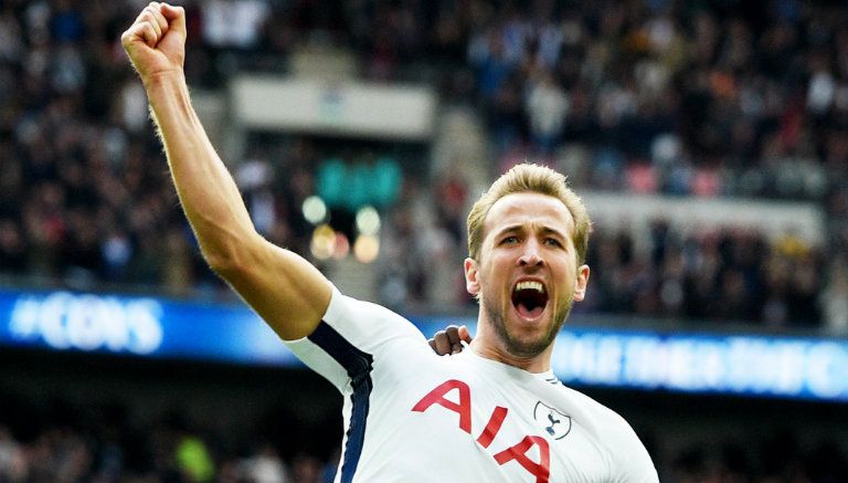 Harry Kane celebra gol con el Tottenham 