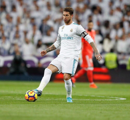Ramos en el partido de Liga del Real Madrid