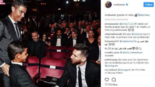 Cuenta falsa de Cristiano Jr. publica que Messi es su ídolo