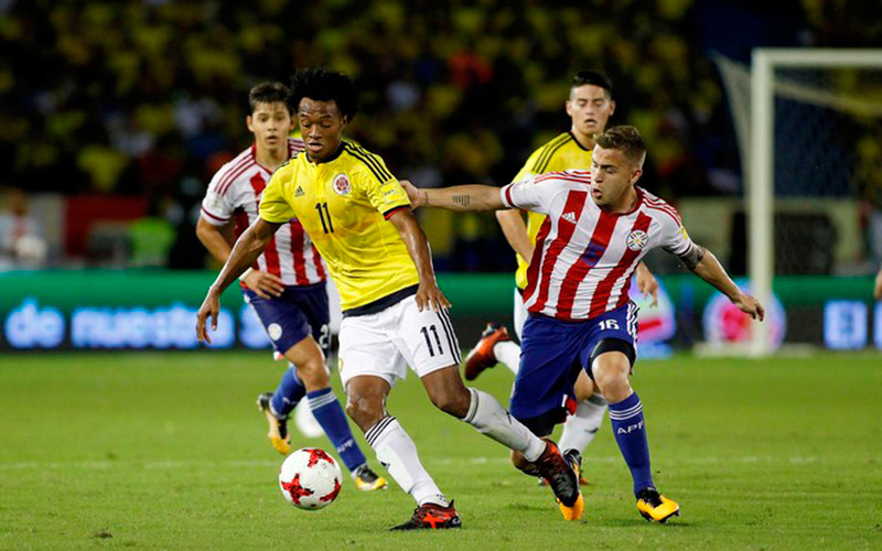Cuadrado, en un juego contra Paraguay