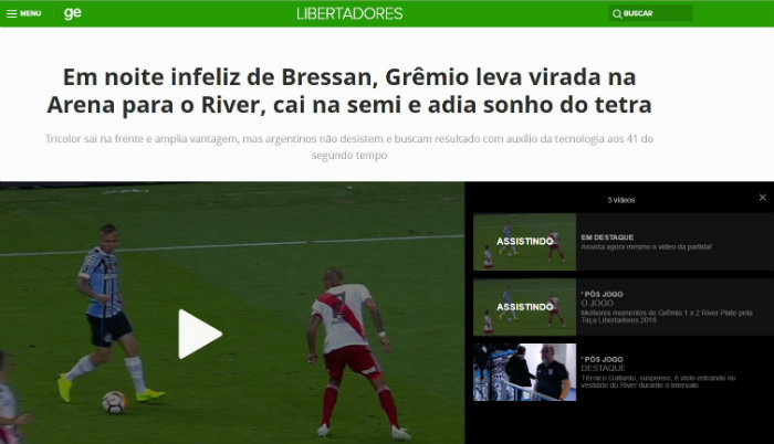 Globo.com se pronuncian al respecto del pase a la Final de la Libertadores