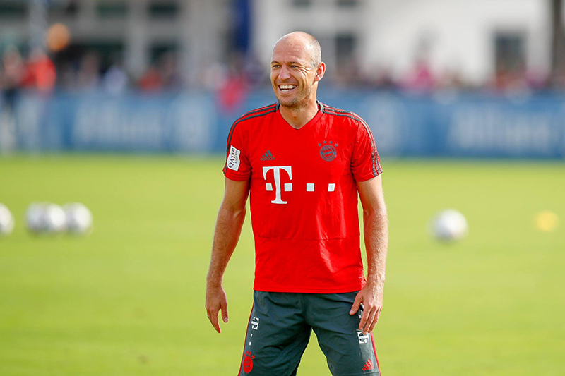 Robben, en un entrenamiento con el Bayern Munich