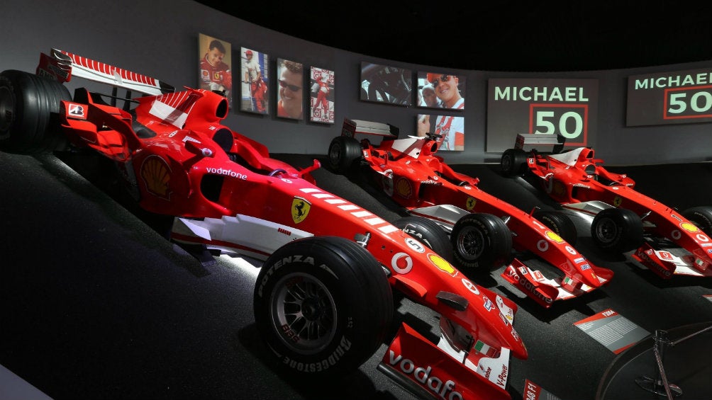 Algunos de los autos que utilizó Schumacher en su paso por Ferrari 