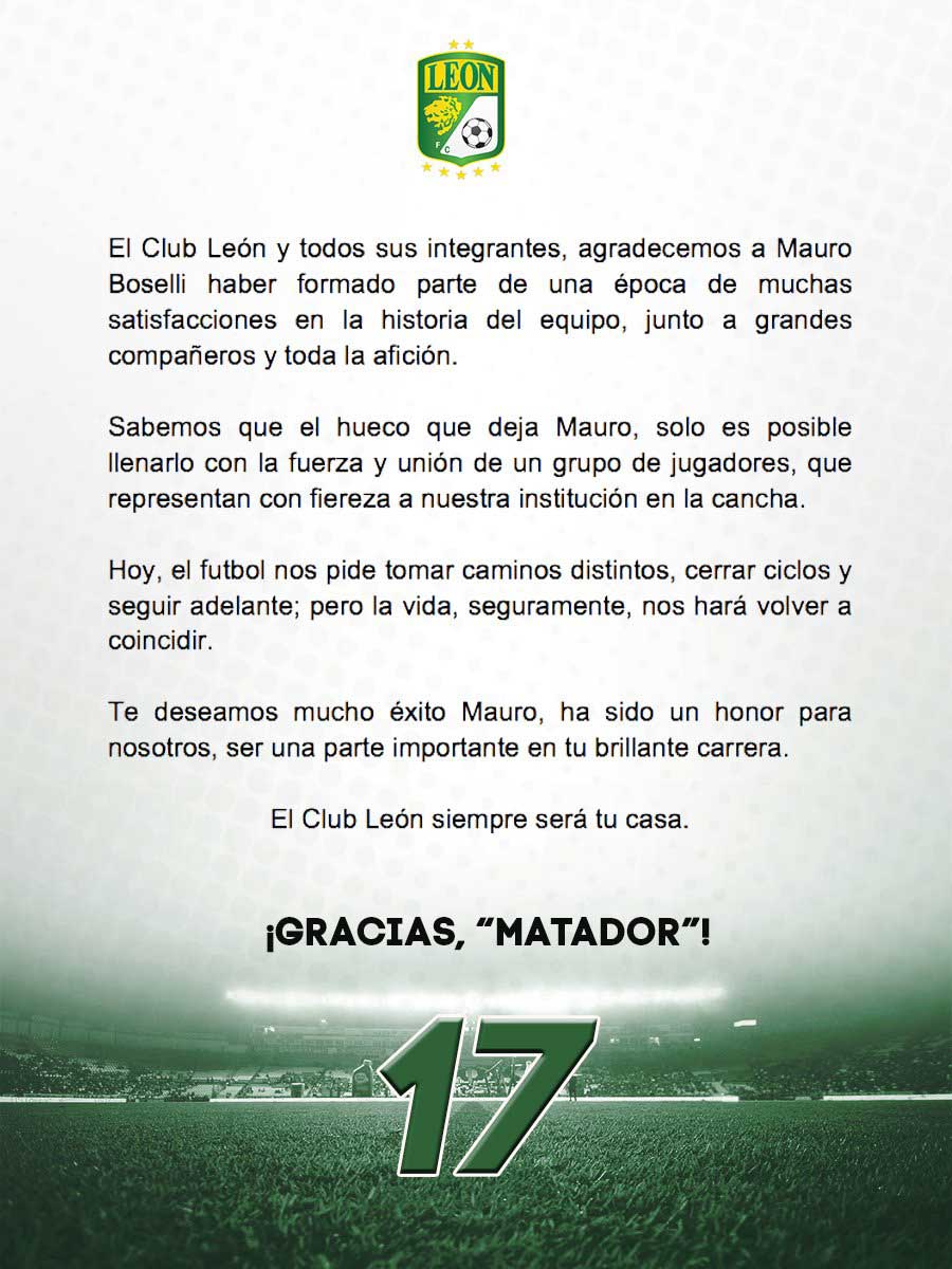 Desplegado del Club León en su cuenta de Twitter 