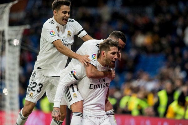 Sergio Ramos celebra una anotación frente al Leganés