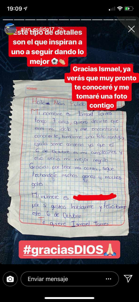 La carta del niño a Pulido