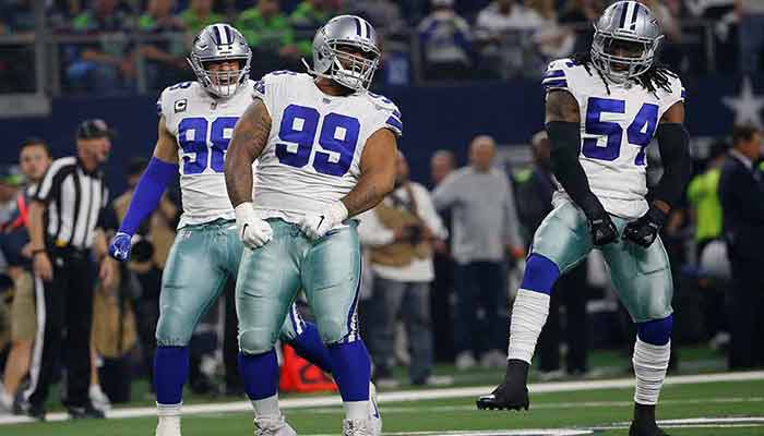 Jugadores de Cowboys festejando un TD 