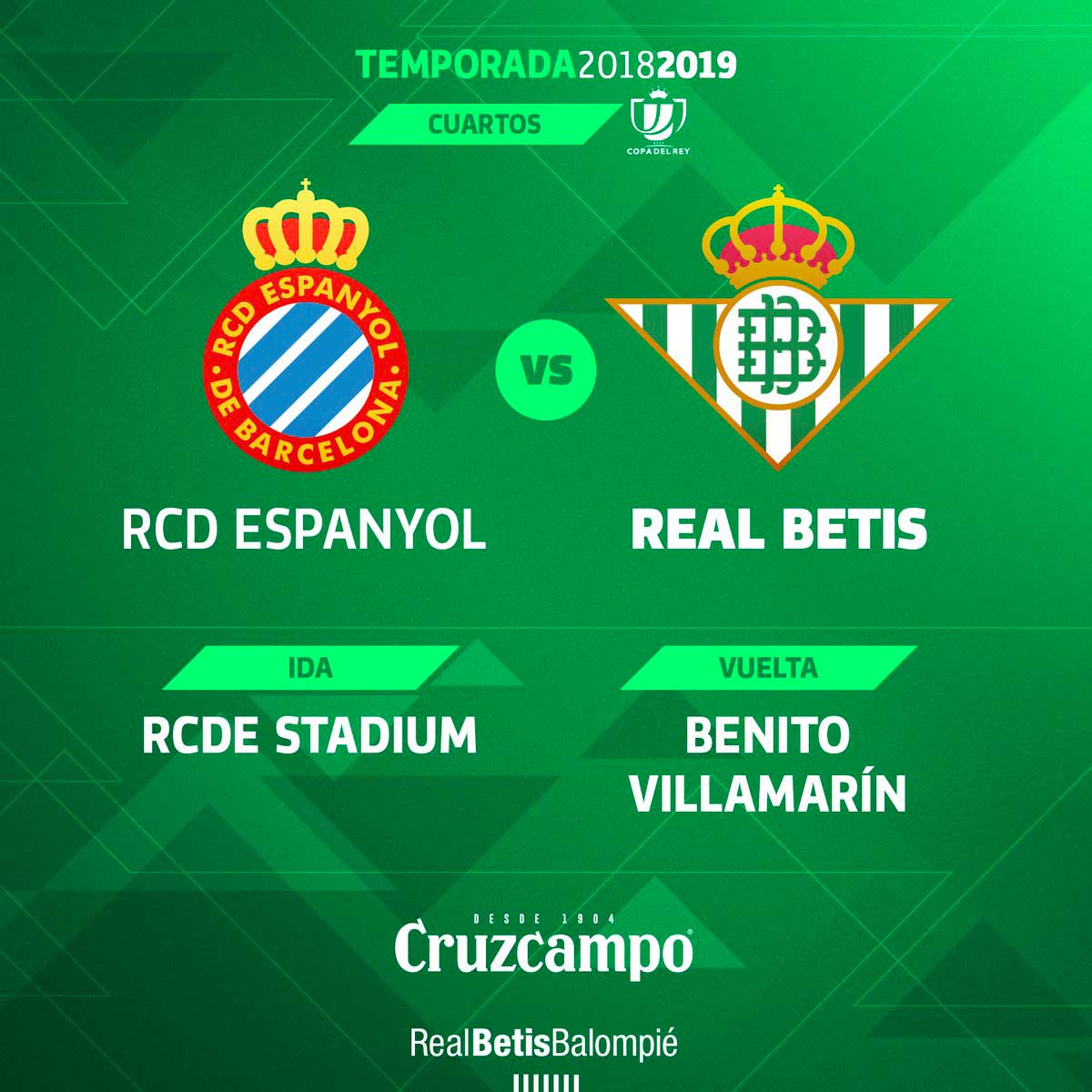 Betis jugará ante el Espanyol los Cuartos de Final de la Copa del Rey 