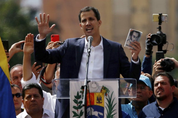 Guaidó durante un mitin en Caracas