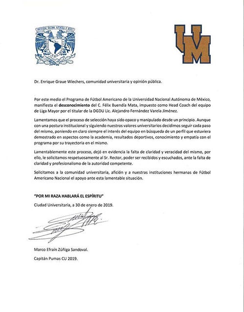 Comunicado de Pumas CU