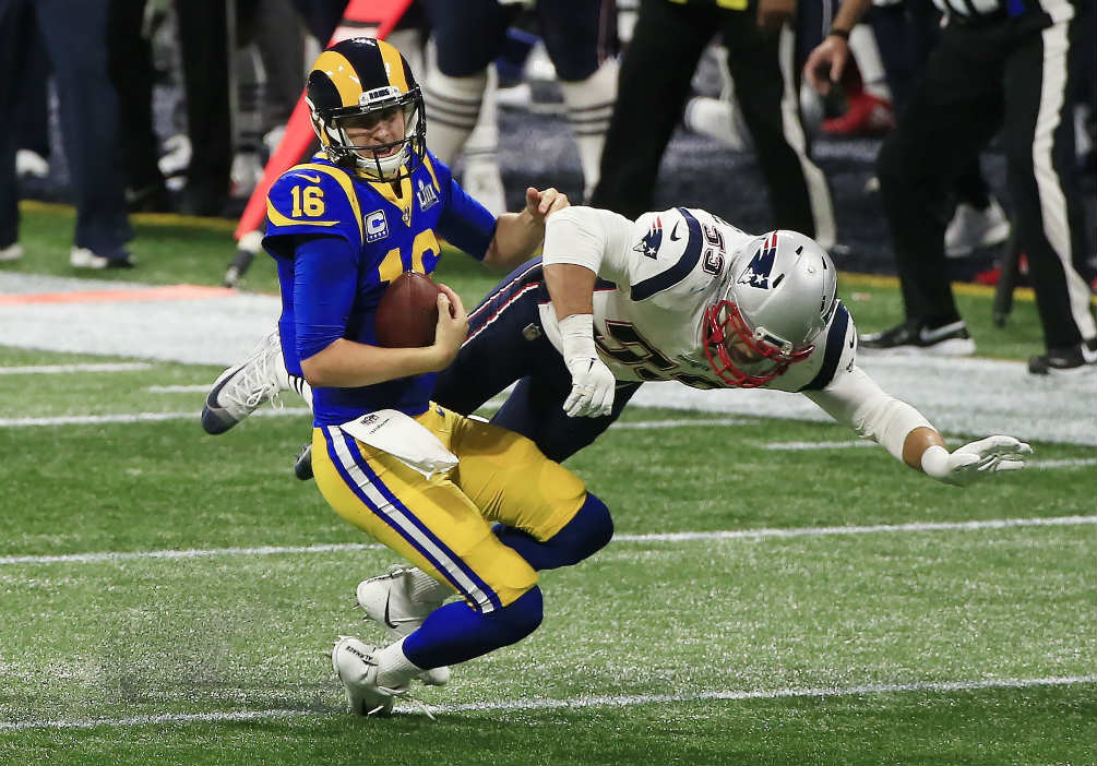 Jared Goff siendo capturado en el SB LIII