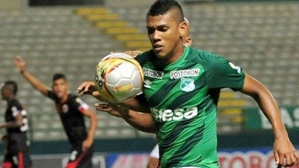 Angulo, durante un partido con Deportivo Cali