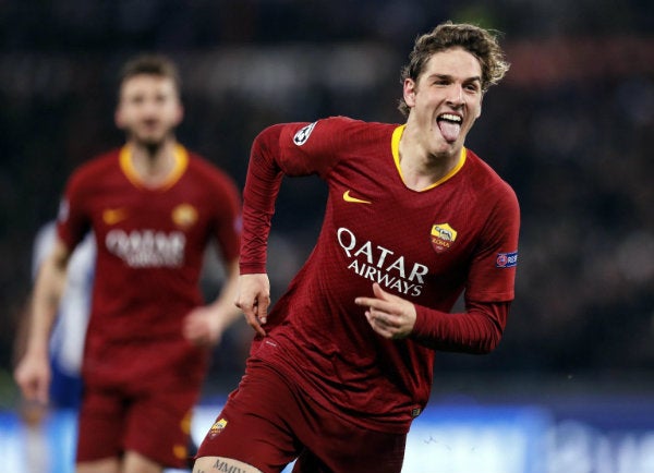 Zaniolo celebra su gol ante el Porto