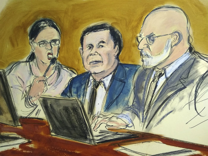 Dibujo del juicio de 'El Chapo' Guzmán
