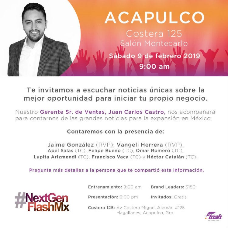 Flayer que invita a la conferencia de Juan Carlos Castro