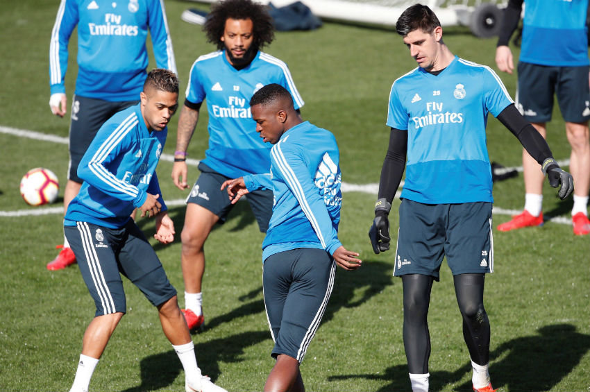 Marcelo durante entrenamiento del Real Madrid 
