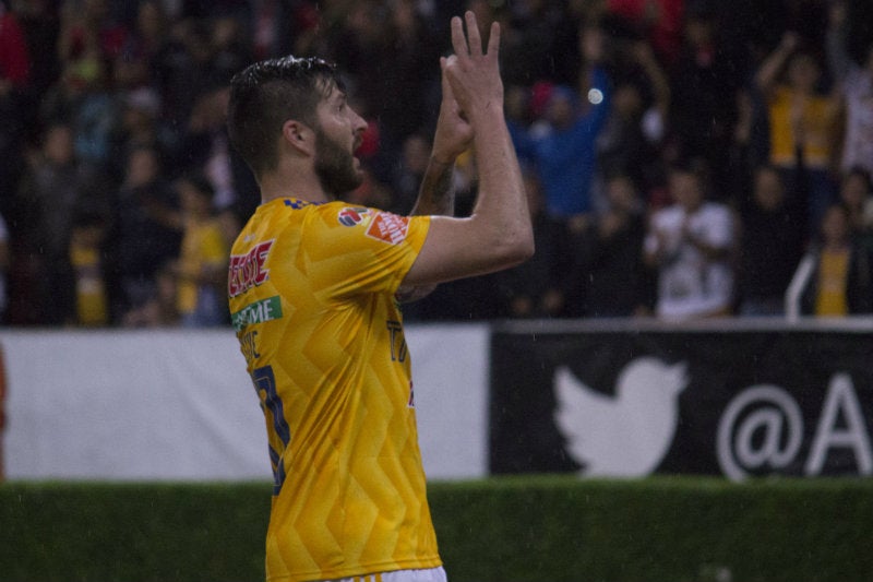 André-Pierre Gignac festeja su gol #100 con Tigres