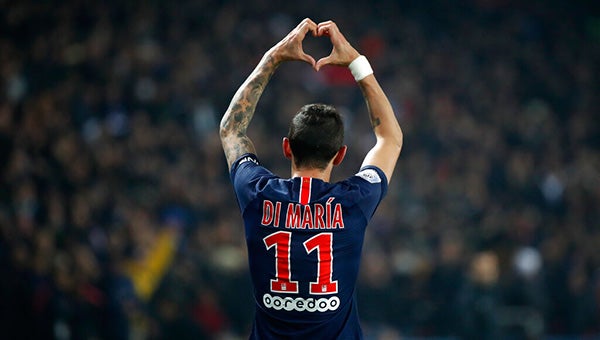 Di María festeja un gol con el PSG