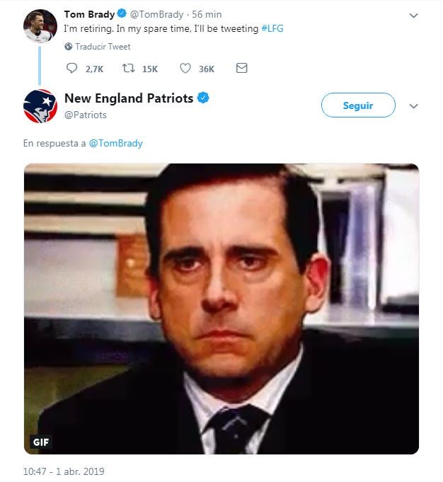 Respuesta de los Pats hacía Brady 