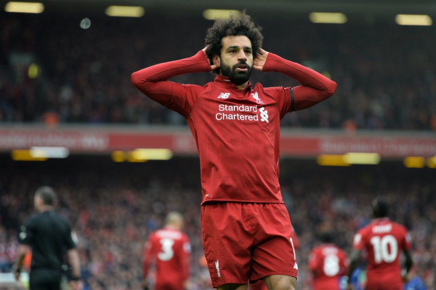 Salah festeja tanto del Liverpool 