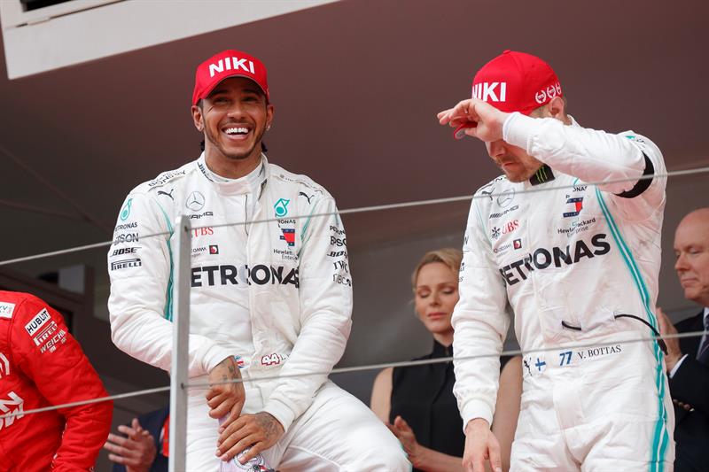 Hamilton y Bottas, felices en el GP de Mónaco