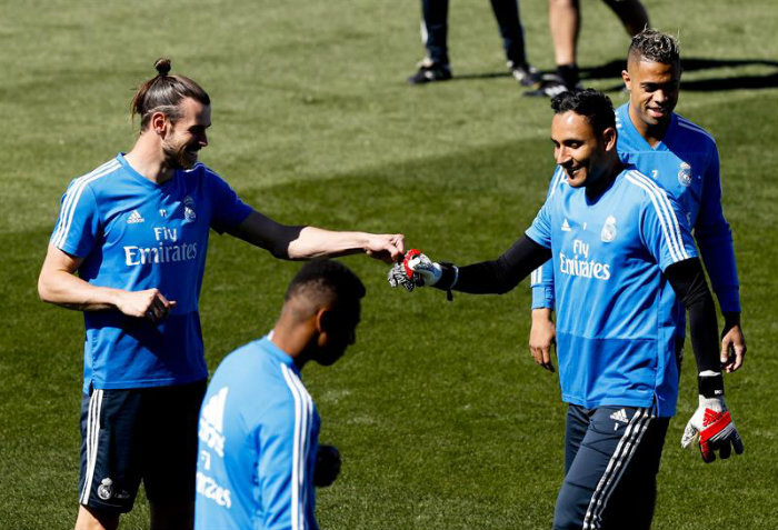 Navas, en un entrenamiento del Real Madrid