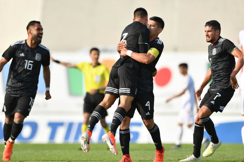 Festejo de México tras un gol a Bahréin 