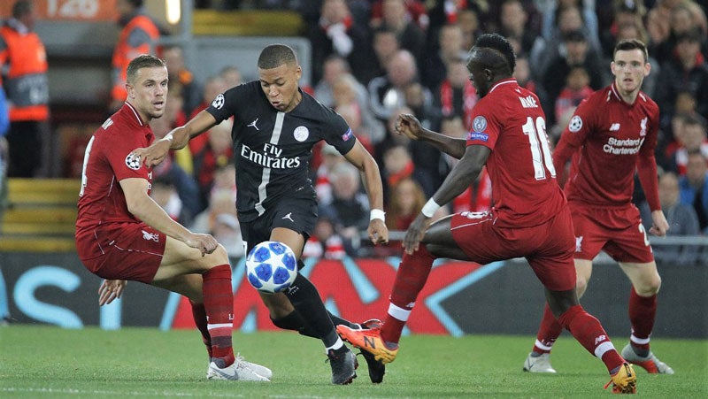 Mbappé, durante un duelo con el PSG ante Liverpool 