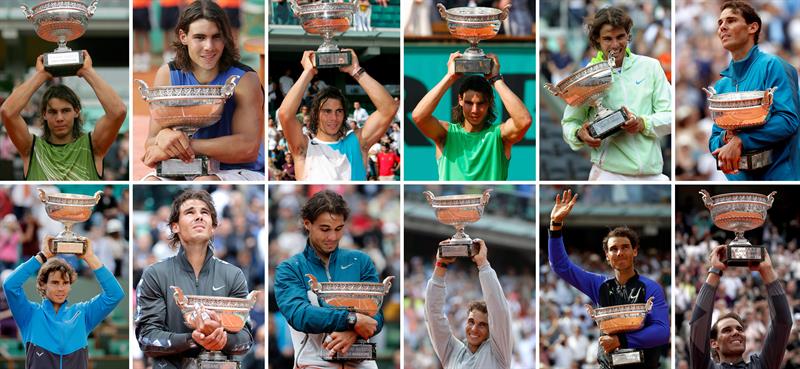 Los 12 títulos que Nadal ha ganado en París 