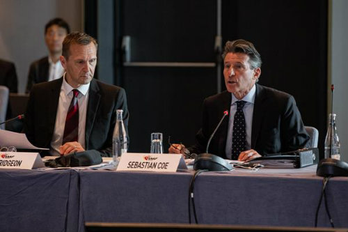 Sebastian Coe, presidente de la IAAF y Jon Ridgeon CEO de la IAAF