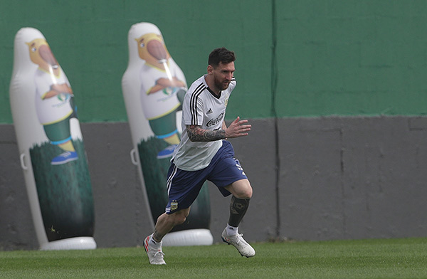 Lionel Messi, durante entrenamiento de Argentina 