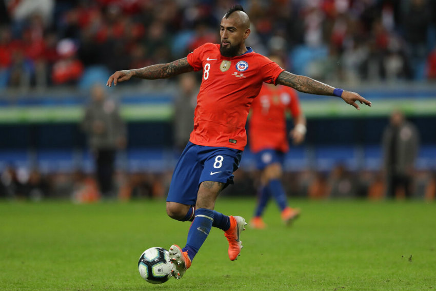 Vidal durante encuentro de Copa América 