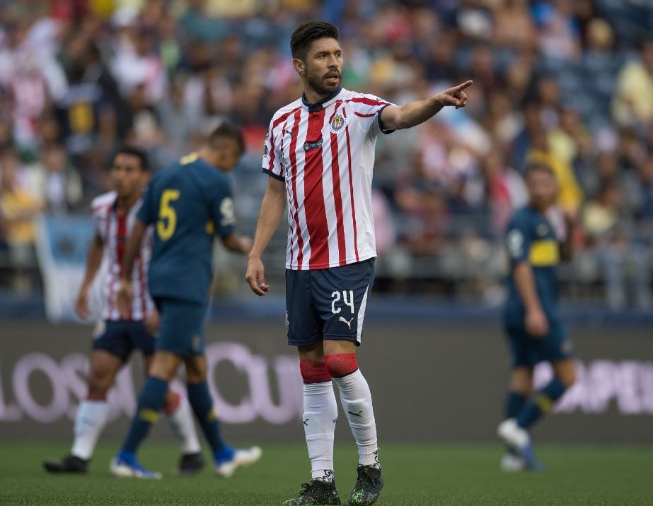 Oribe durante el choque contra Boca