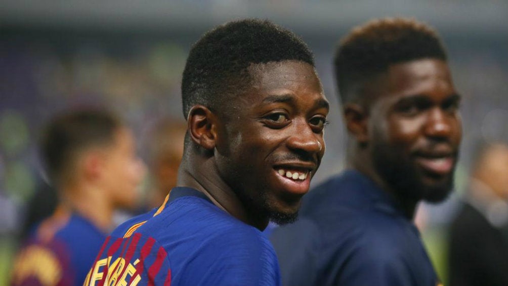 Dembélé y Umtiti al finalizar un partido con Barcelona